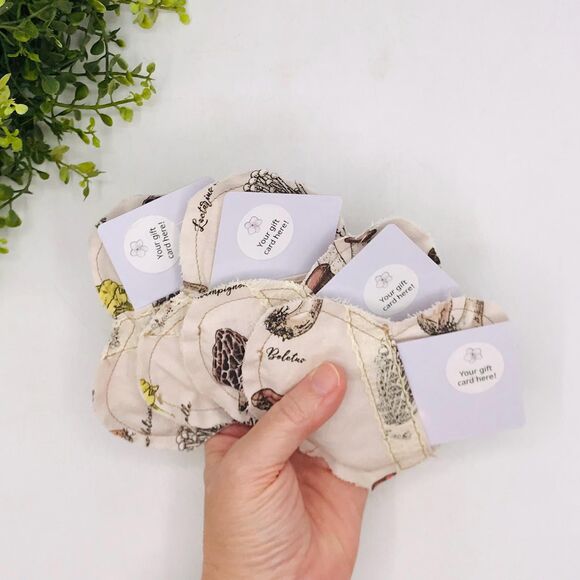 Set of 4 Fabric Pillow Gift Card Holders in Neutral Mushrooms 5x4 Inches - Picture 2 of 5